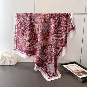 Carré De Satin Femme Satin Imprimé Paisley Rétro Ethnique Motif Animalier Élégant Châle Bandeau