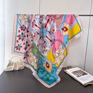 Vintage Dunhuang Flying Apsaras Printed Large Square Scarf Women Imitation Satin Satin Satin Scarf Headscarf Shawl