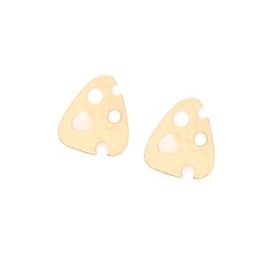 Retro geometric gold earrings with hammered texture and hollow heart silhouettes