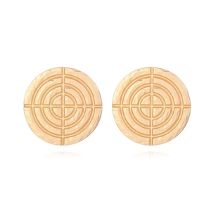 Orecchini Lobo Tondi Geometrici Lega Zinco Texture Cerchi Concentrici Motivo Retrò Minimalista Per Donne