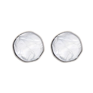 Irregular Round Stud Earrings Zinc Alloy Resin Crinkled Texture Geometric Retro Jewelry Women Stainless Steel Post
