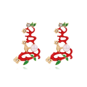 Boucles Oreilles Clous Email Fleur Feuille Lettre Love Alliage Strass Künstliche Perle Bijoux Romantique Vintage Pour Femme