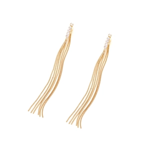 Elegante goldene lange Quastenohrringe mit quadratischen weißen Zirkonia für Damen