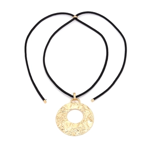 Collier Cercle En Alliage Martelé Bijoux Géométriques Minimalistes Avec Cordon En Cuir PU Réglable Pour Femmes
