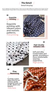 Detailed view of polka dot imitation silk scarf showing fine print and hemmed edges
