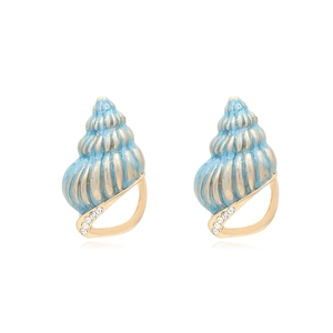 Boucles D'oreilles Puces Conque Émail Alliage De Zinc Avec Strass Style Océan Bijoux Vintage Pour Femmes