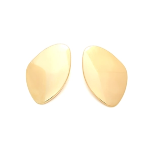 Boucles d'oreilles chic vintage géométriques en métal doré avec finition miroir polie brillante