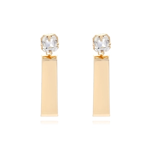 Orecchini Pendenti Rettangolari Geometrici Con Strass Lega Di Zinco Moda Minimalista Elegante Per Donne