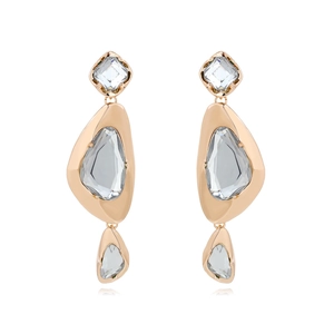 Geometric Long Drop Dangle Earrings Women Vintage Irregular Rhinestone Jewelry With Stainless Steel Earring Post