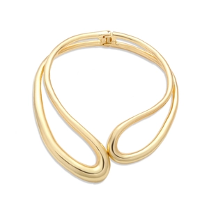 Exaggerated Asymmetrical Neck Cuff Choker Necklace Polished Zinc Alloy Minimalist Streamline Geometric Jewelry For Women