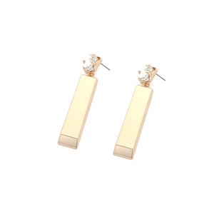 Orecchini pendenti geometrici dorati minimalisti con cristallo di zircone scintillante