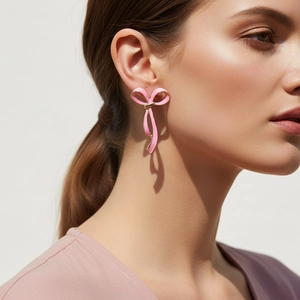 Orecchini A Fiocco Smalto Lega Di Zinco Con Perno In Acciaio Inossidabile Gioielli Di Moda Per Donne