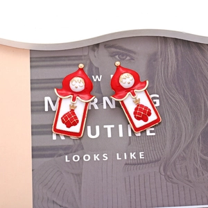 Quirky soldier heart earrings with red enamel playing card design for women