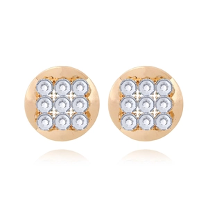 Vintage Round Zinc Alloy Rhinestone Stud Earrings For Women Textured Geometric Fashion Jewelry Accessories Gift