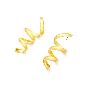 Boucles d'oreilles spirales dorées au design moderne à boucles métalliques torsadées