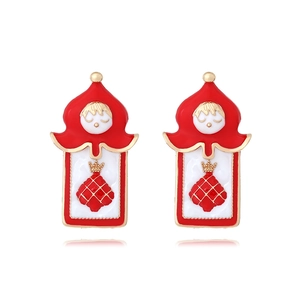 Funny Cartoon Poker King Soldier Drop Earrings Alloy Enamel Heart Spade Crown Creative Whimsical Jewelry For Women