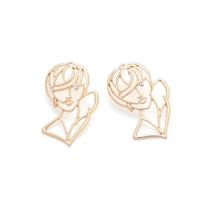 Boucles d'oreilles minimalistes creuses en alliage d'or avec accents en zircon