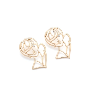 Boucles d'oreilles visage abstrait en alliage doré avec cristaux pour femmes modernes