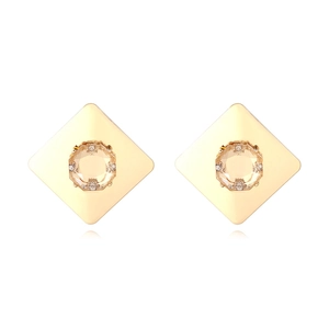 Vintage Geometric Square Stud Earrings Zinc Alloy Octagonal Resin Gem Rhinestone Exaggerated Statement Jewelry For Women