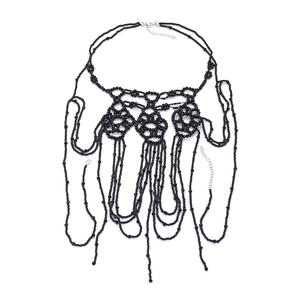 Multi-Layer Beaded Body Chain Necklace Hand-Woven Resin Seed Bead Floral Fringe Tassel Boho Gothic Glamour Jewelry For Women