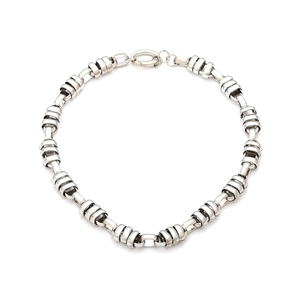 Minimalist industrial silver chain link necklace with lobster clasp for women