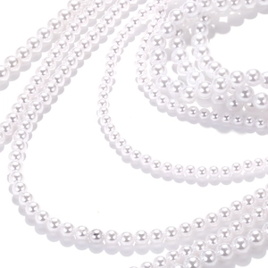 Elegant multi-layer baroque pearl necklace with white beads for layered sweater styling