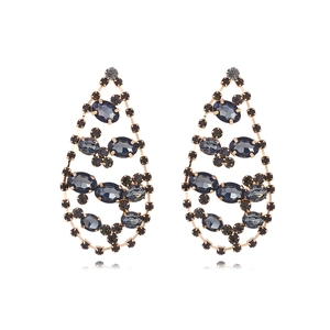 Boucles D'Oreilles Goutte Exagérées Vintage Alliage Strass Creux Pendantes Pour Femmes Mariage Fête Bijoux