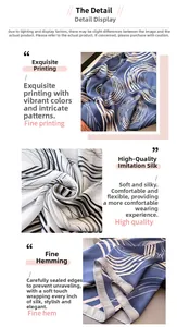 Macro detail of high-quality silk-like scarf featuring wavy patterns and clean stitched edges