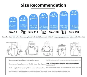 Size chart for girls fairy style summer dress covering ages 1 to 8 years and 90-150cm heights