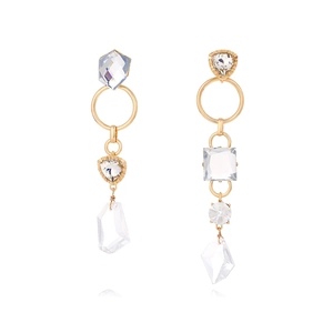 Asymmetrical Long Dangle Earrings Geometric Crystal Rhinestone Colorful Zinc Alloy Statement Fashion Jewelry For Women