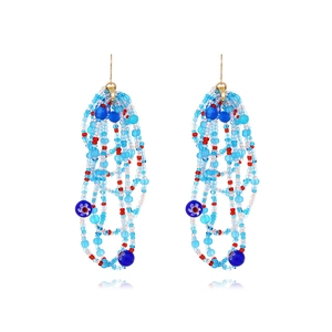 Bohemian Handmade Seed Bead Tassel Dangle Earrings Ethnic Multi Strand Long Drop Jewelry For Women Vacation Style
