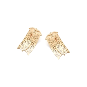 Vintage gold bird tassel drop earrings with delicate metallic fringe for a stylish look