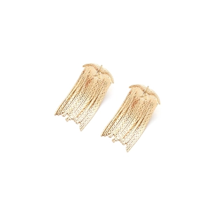 Vintage gold swallow tassel earrings featuring a delicate bird relief and long metal chains