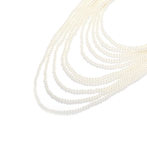 Luxurious multi-layer waterfall pearl necklace with elegant round white beads for women