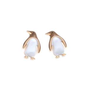 Maillard brown penguin dangle earrings with high-grade alloy and enamel finish