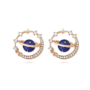 Boucles D'oreilles Puces Planète En Alliage Strass Émail Pour Femmes Thème Céleste Galaxie Univers Ciel Étoilé Bijoux