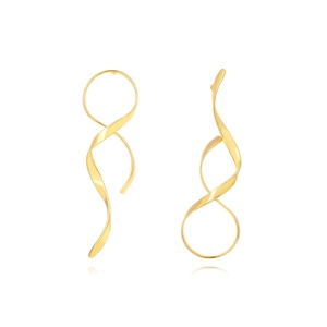 Spiral Twist Streamer Drop Earrings With Stainless Steel Earring Post Minimalist Geometric Metal Jewelry For Women