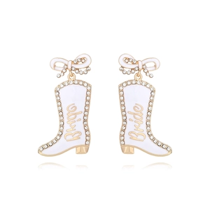 Mode Emaille Western Cowboystiefel Ohrhänger Strass Schleife Bride Buchstabe Schmuck Für Hochzeit Party Damen