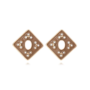 Geometric Rhombus Stud Earrings Enamel Alloy Rhinestone Vintage Retro Style Elegant Jewelry Fashion Accessories For Women