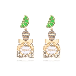 Tequila Bottle Dangle Earrings Alloy Sparkling Rhinestone Lime Slice Charm Enamel Party Jewelry For Women Novelty Fashion
