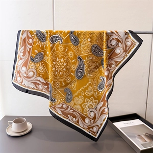 Foulard Carré Imprimé Paisley Satiné Aspect Satin Bandana Cou Tête Rétro Élégant Bohème Accessoire Mode Pour Femmes