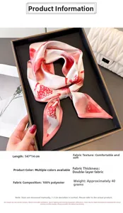 Détail d'un foulard en soie à motif grenade rose en tissu polyester double couche 100%