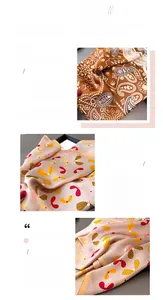Detailed view of paisley and floral silk-like scarves showing texture and hem craftsmanship