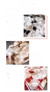 Detailed close-up of premium digital floral print and refined edge stitching on silk scarves