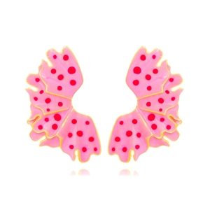 Enamel Leaf Earrings Zinc Alloy Polka Dot Wave Wings Shape Exaggerated Retro Fashion Jewelry For Women