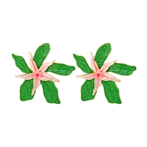 Grandes Boucles D'oreilles Fleurs Alliage Zinc Émail Goutte D'huile Style Forêt Tropicale Bijoux Pour Femmes