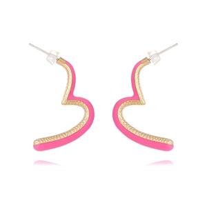 Boucles D'oreilles Puces Cœur Abstrait Alliage De Zinc Émail Rose Rouge Rétro Mode Bijoux Pour Femmes