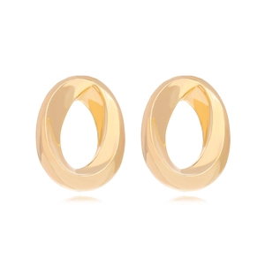 Orecchini A Cerchio Ovali Intrecciati Lega Zinco Lucidatura Specchio Design Geometrico Stile Vintage Retro Gioielli Donna