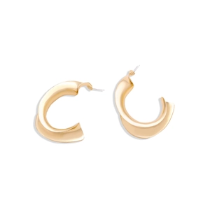 Minimalist gold twisted C-shaped earrings with a vintage geometric metallic brushed finish
