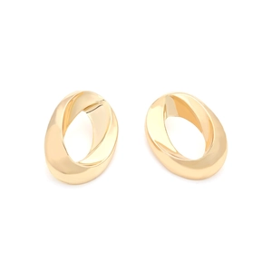 Orecchini a perno ovali geometrici ritorti placcati in oro da donna, finitura a specchio